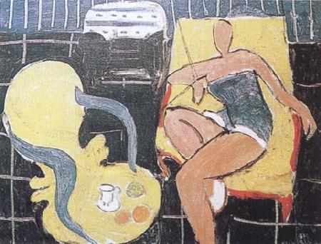 Henri Matisse rDancer and Rocaille Armchair on a Black Background (mk35) oil painting picture